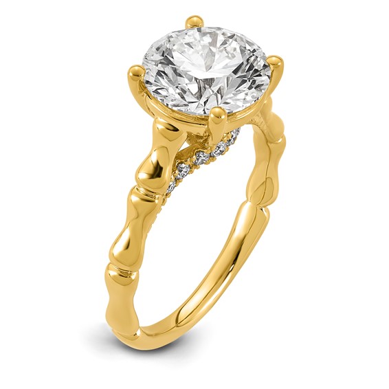 14ky 3 1/6ct Cert Round Center Lab Grown Diamond VS+ F+ Comp Ring