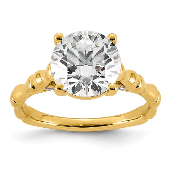 14ky 3 1/6ct Cert Round Center Lab Grown Diamond VS+ F+ Comp Ring