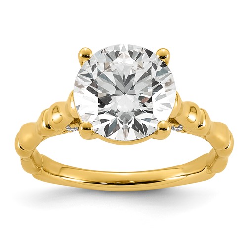 14K Yellow Gold 3.17ct Cert Round Center Lab Grown Diamond VS+ F+ Comp Ring