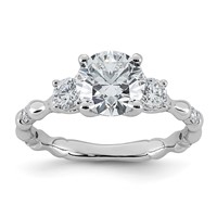 14K White Gold 1.88ct Cert Round Center Lab Grown Diamond VS+ F+ Comp Ring view 1