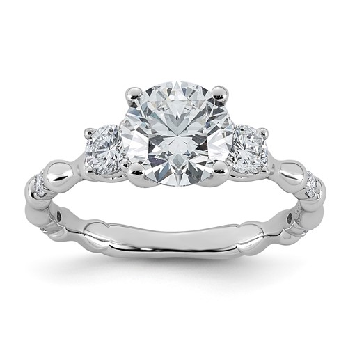 14K White Gold 1.88ct Cert Round Center Lab Grown Diamond VS+ F+ Comp Ring