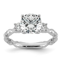 14K White Gold 2.38ct Cert Round Center Lab Grown Diamond VS+ F+ Comp Ring view 1