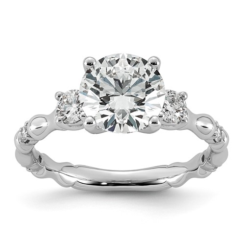 14K White Gold 2.38ct Cert Round Center Lab Grown Diamond VS+ F+ Comp Ring