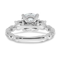 14K White Gold 3.17ct Cert Round Center Lab Grown Diamond VS+ F+ Comp Ring view 5