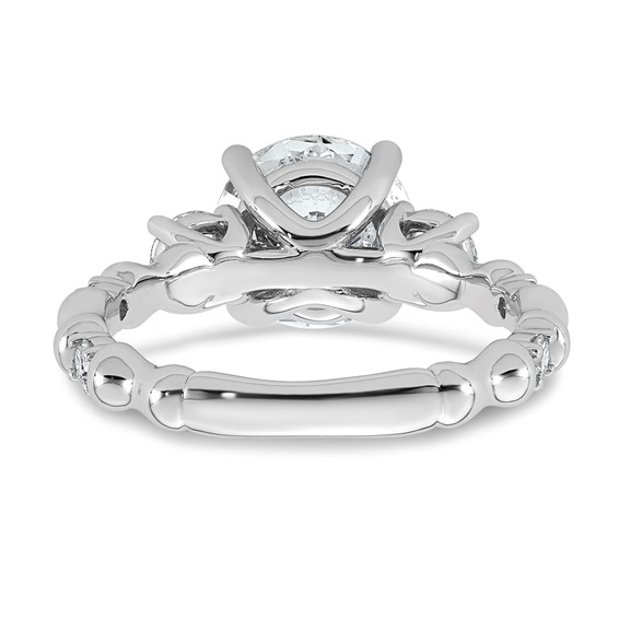 14kw 3 1/6ct Cert Round Center Lab Grown Diamond VS+ F+ Comp Ring