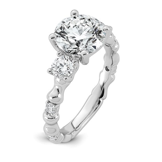 14kw 3 1/6ct Cert Round Center Lab Grown Diamond VS+ F+ Comp Ring