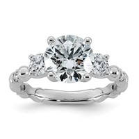 14K White Gold 3.17ct Cert Round Center Lab Grown Diamond VS+ F+ Comp Ring view 1