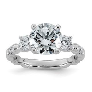 14kw 3 1/6ct Cert Round Center Lab Grown Diamond VS+ F+ Comp Ring