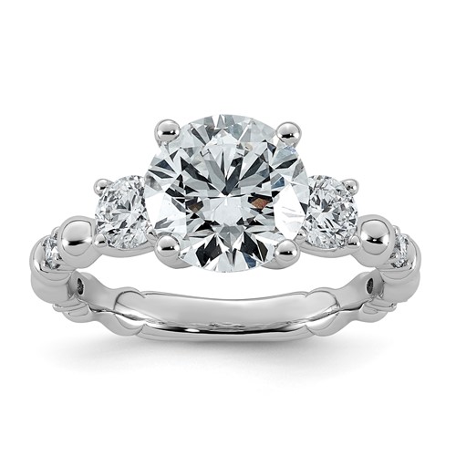 14K White Gold 3.17ct Cert Round Center Lab Grown Diamond VS+ F+ Comp Ring