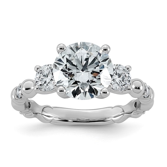 14kw 3 1/6ct Cert Round Center Lab Grown Diamond VS+ F+ Comp Ring