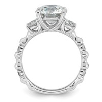 14K White Gold 3.62ct Cert Round Center Lab Grown Diamond VS+ F+ Comp Ring view 2