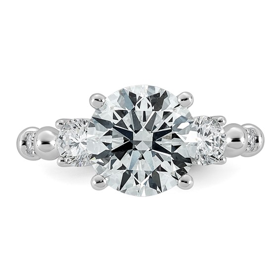 14kw 3 5/8ct Cert Round Center Lab Grown Diamond VS+ F+ Comp Ring