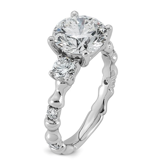 14kw 3 5/8ct Cert Round Center Lab Grown Diamond VS+ F+ Comp Ring