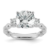 14K White Gold 3.62ct Cert Round Center Lab Grown Diamond VS+ F+ Comp Ring view 1