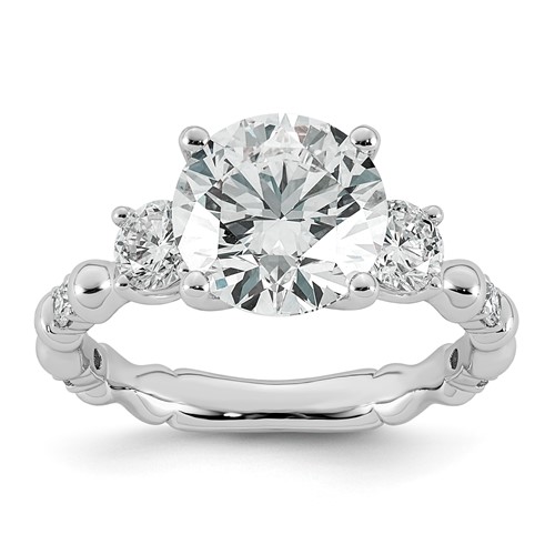 14K White Gold 3.62ct Cert Round Center Lab Grown Diamond VS+ F+ Comp Ring