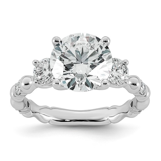 14kw 3 5/8ct Cert Round Center Lab Grown Diamond VS+ F+ Comp Ring