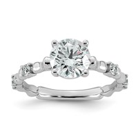 14K White Gold 1.62ct Cert Round Center Lab Grown Diamond VS+ F+ Comp Ring view 1