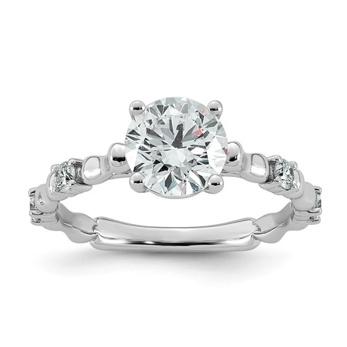14K White Gold 1.62ct Cert Round Center Lab Grown Diamond VS+ F+ Comp Ring