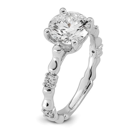 14kw 2 1/6ct Cert Round Center Lab Grown Diamond VS+ F+ Comp Ring