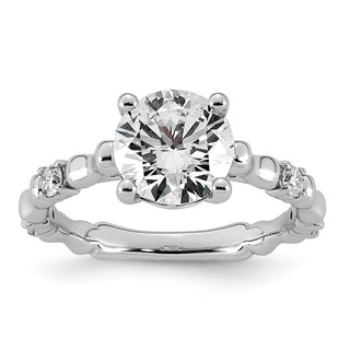 14kw 2 1/6ct Cert Round Center Lab Grown Diamond VS+ F+ Comp Ring