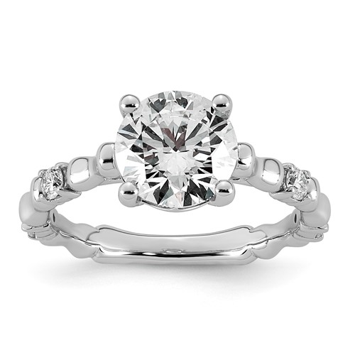 14K White Gold 2.17ct Cert Round Center Lab Grown Diamond VS+ F+ Comp Ring