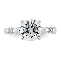 14K White Gold 2.75ct Cert Round Center Lab Grown Diamond VS+ F+ Comp Ring view 4