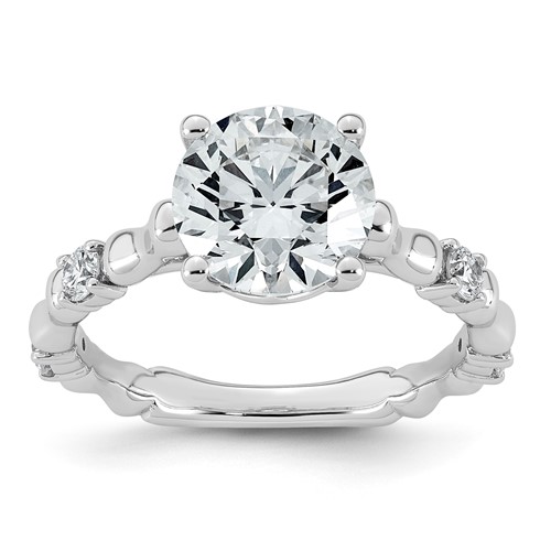 14K White Gold 2.75ct Cert Round Center Lab Grown Diamond VS+ F+ Comp Ring