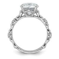14K White Gold 3.25ct Cert Round Center Lab Grown Diamond VS+ F+ Comp Ring view 2