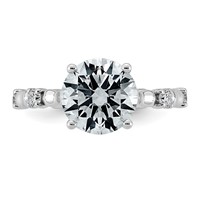 14K White Gold 3.25ct Cert Round Center Lab Grown Diamond VS+ F+ Comp Ring view 4