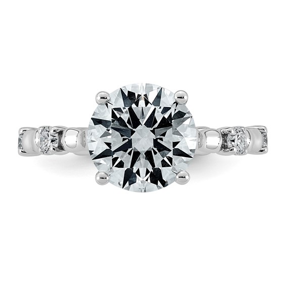 14kw 3 1/4ct Cert Round Center Lab Grown Diamond VS+ F+ Comp Ring