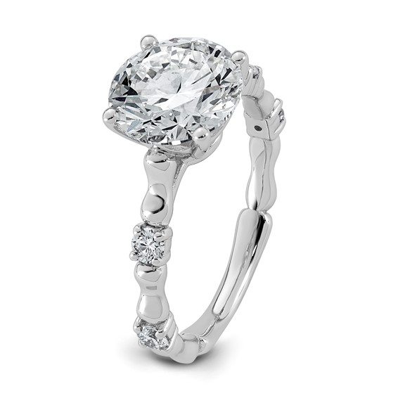 14kw 3 1/4ct Cert Round Center Lab Grown Diamond VS+ F+ Comp Ring