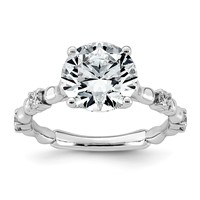 14K White Gold 3.25ct Cert Round Center Lab Grown Diamond VS+ F+ Comp Ring view 1