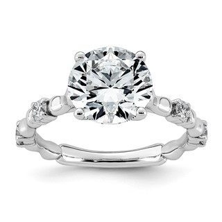 14kw 3 1/4ct Cert Round Center Lab Grown Diamond VS+ F+ Comp Ring