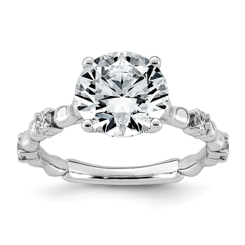 14K White Gold 3.25ct Cert Round Center Lab Grown Diamond VS+ F+ Comp Ring