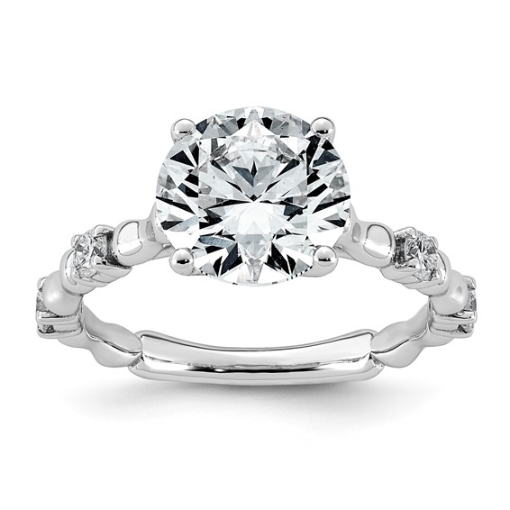 14kw 3 1/4ct Cert Round Center Lab Grown Diamond VS+ F+ Comp Ring