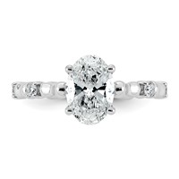 14K White Gold 1.62ct Cert Oval Center Lab Grown Diamond VS+ F+ Comp Ring view 4