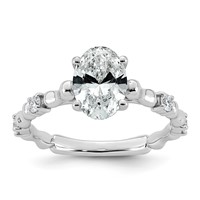 14K White Gold 1.62ct Cert Oval Center Lab Grown Diamond VS+ F+ Comp Ring view 1