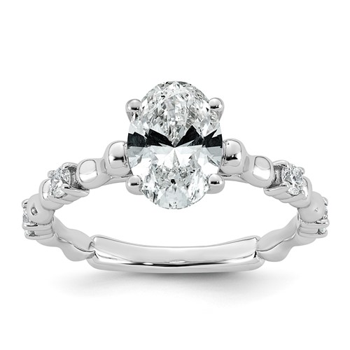 14K White Gold 1.62ct Cert Oval Center Lab Grown Diamond VS+ F+ Comp Ring