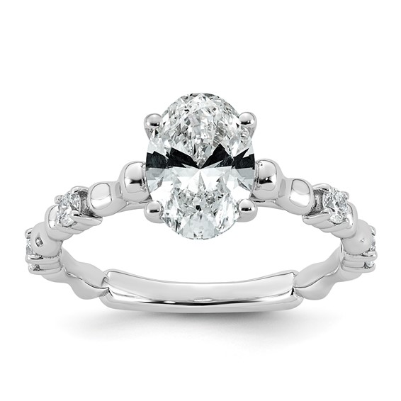 14kw 1 5/8ct Cert Oval Center Lab Grown Diamond VS+ F+ Comp Ring