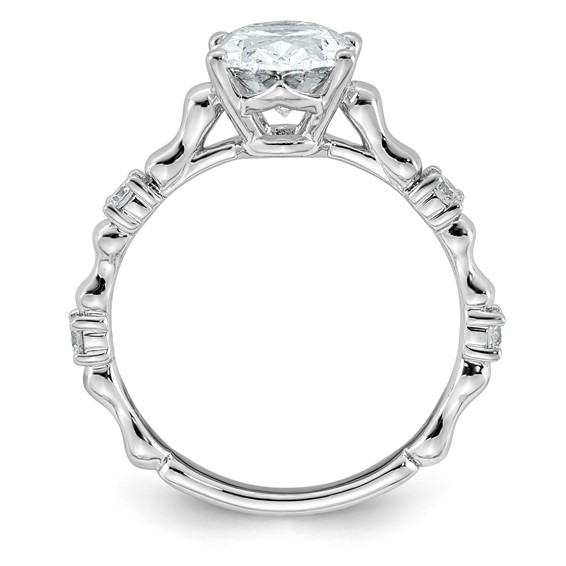 14kw 2 1/6ct Certified Oval Center Lab Grown Diamond VS+ F+ Comp Ring