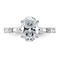 14K White Gold 2.17ct Certified Oval Center Lab Grown Diamond VS+ F+ Comp Ring view 4