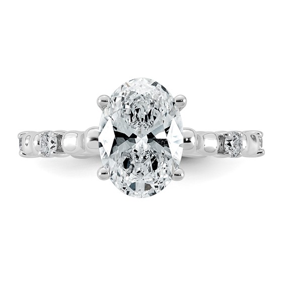 14kw 2 1/6ct Certified Oval Center Lab Grown Diamond VS+ F+ Comp Ring