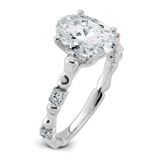 14kw 2 1/6ct Certified Oval Center Lab Grown Diamond VS+ F+ Comp Ring