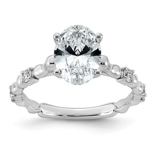 14kw 2 1/6ct Certified Oval Center Lab Grown Diamond VS+ F+ Comp Ring