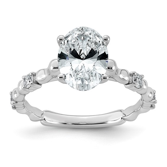 14kw 2 1/6ct Certified Oval Center Lab Grown Diamond VS+ F+ Comp Ring