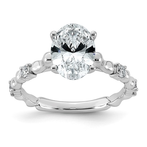 14K White Gold 2.17ct Certified Oval Center Lab Grown Diamond VS+ F+ Comp Ring