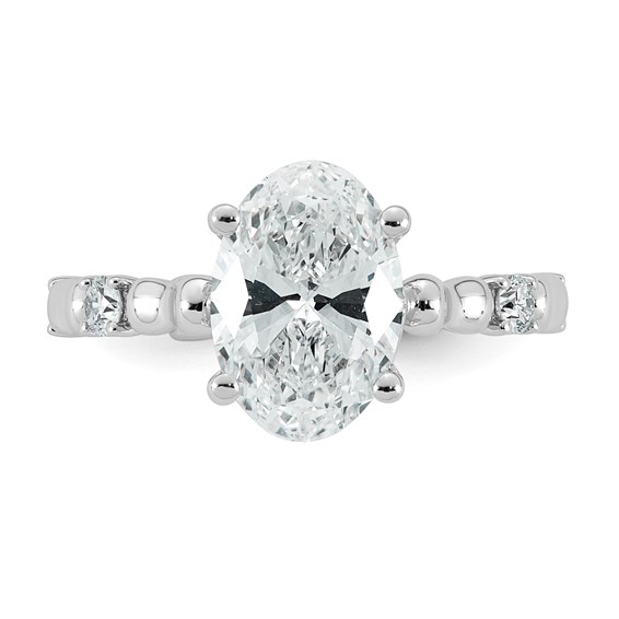 14kw 2 3/4ct Certified Oval Center Lab Grown Diamond VS+ F+ Comp Ring