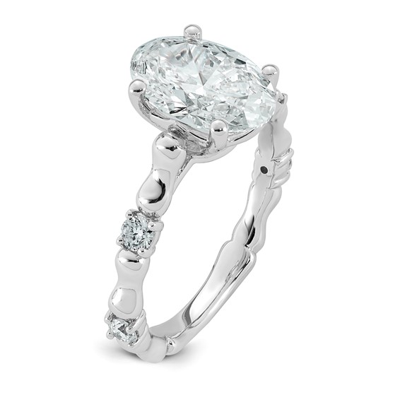 14kw 2 3/4ct Certified Oval Center Lab Grown Diamond VS+ F+ Comp Ring