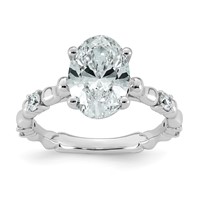 14K White Gold 2.75ct Certified Oval Center Lab Grown Diamond VS+ F+ Comp Ring view 1