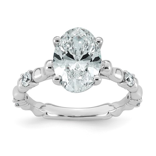 14K White Gold 2.75ct Certified Oval Center Lab Grown Diamond VS+ F+ Comp Ring